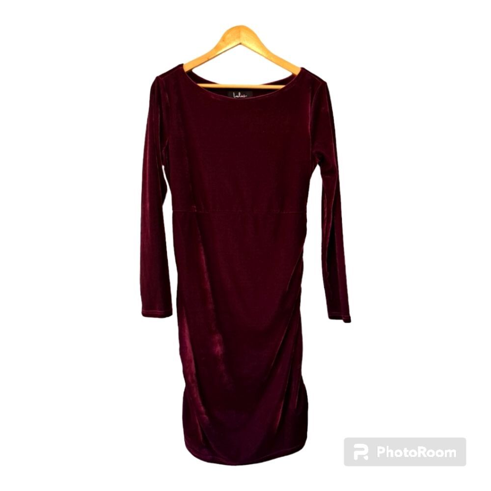 LULUS "TRUE HEART VELVET LONG SLEEVE DRESS" FORM FITTING BODYCON SZ L